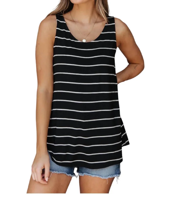 Marina Stripe Tank In Black