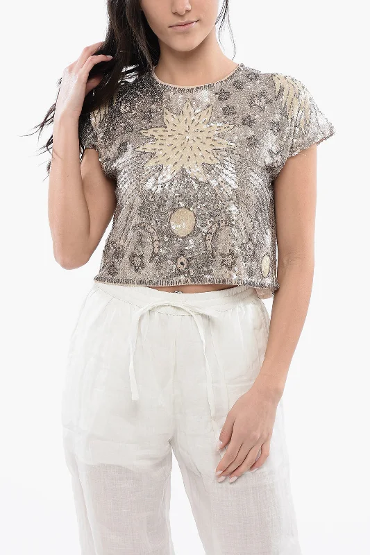 Allsaints Cropped Sequin Etta Top