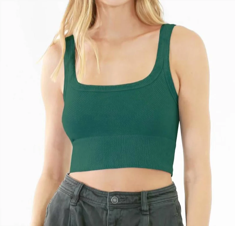 Wash Ribbed Cropped Top In Vintage Jade