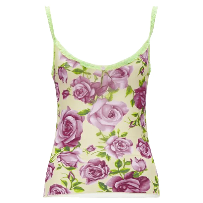 Dolce & Gabbana rose ruffle trim cami tank top