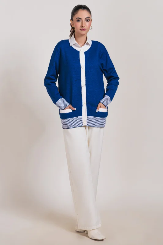 BLUE-ROUND NECK FULL SLEEVES CARDIGAN SWEATER (24X-031-66)