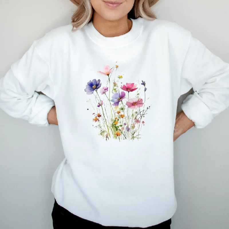 Wildflowers Sweatshirt, Boho Flowers Crewneck, Cottage Core Sweater, Fairy Core Aesthetic Sweatshirt