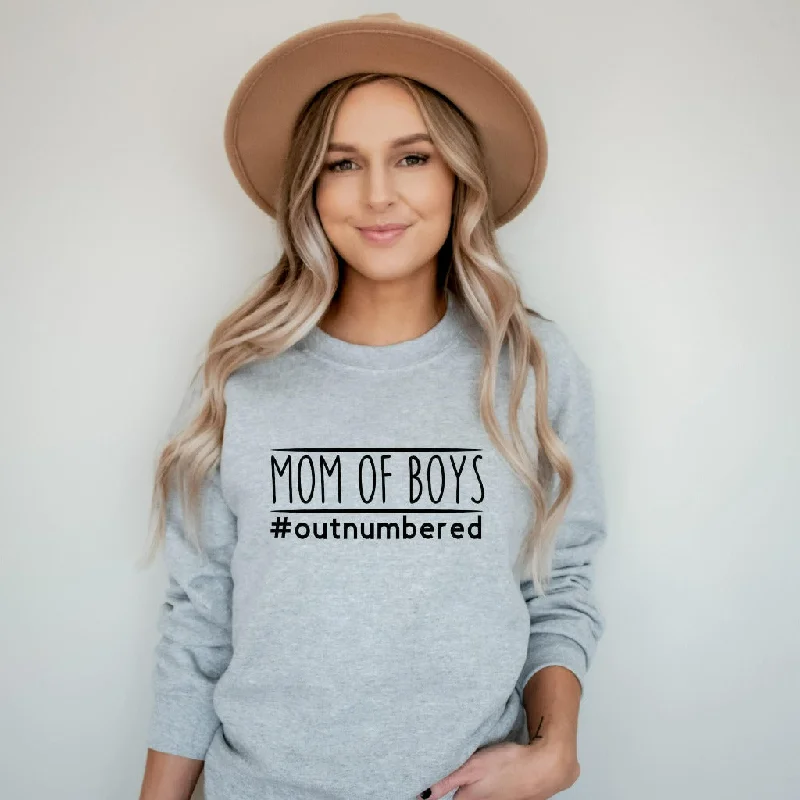 Mom of Boys Outnumbered Sweatshirt, Cute Mom Crewneck, Gift for New Mom of Boys