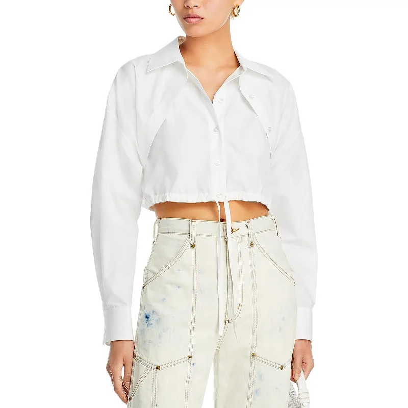 Womens Poplin Doubled Layer Cropped