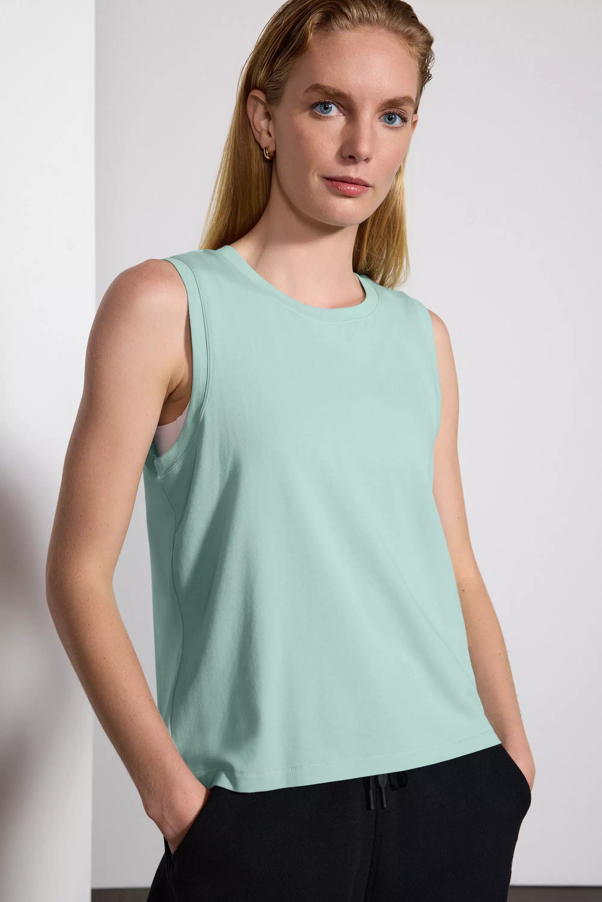 Pima Cotton Boyfriend Tank - Blue Haze