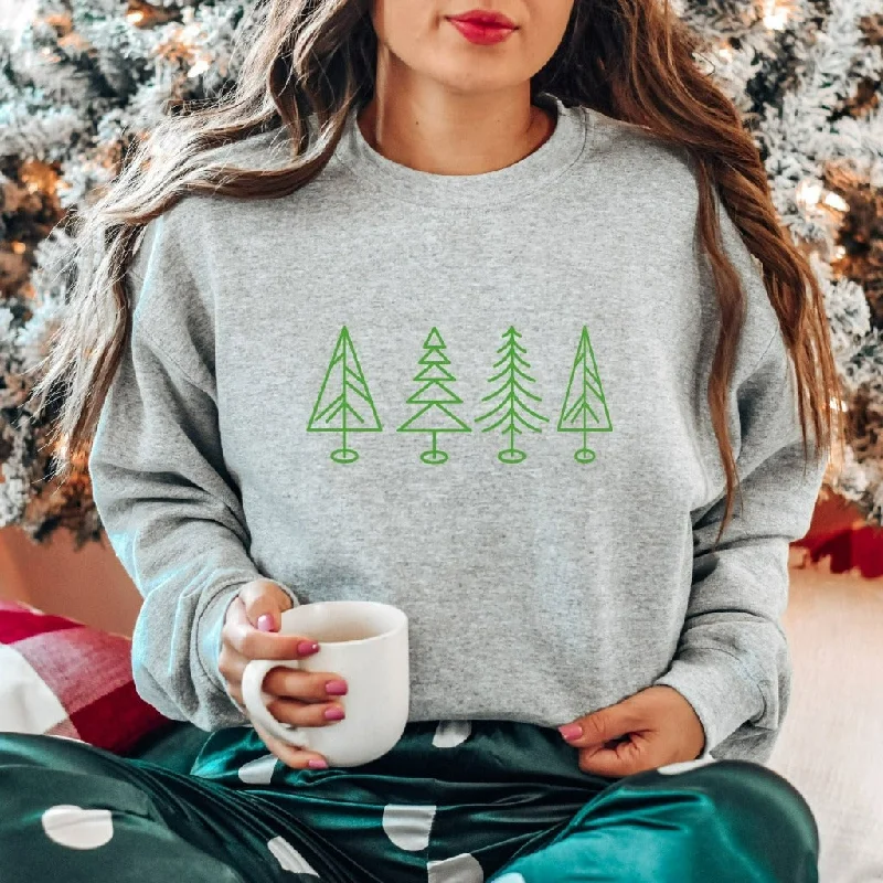 Christmas Trees Crewneck Sweatshirt, Christmas Party Shirt, Cute Christmas Tree Tee, Holiday Outfit