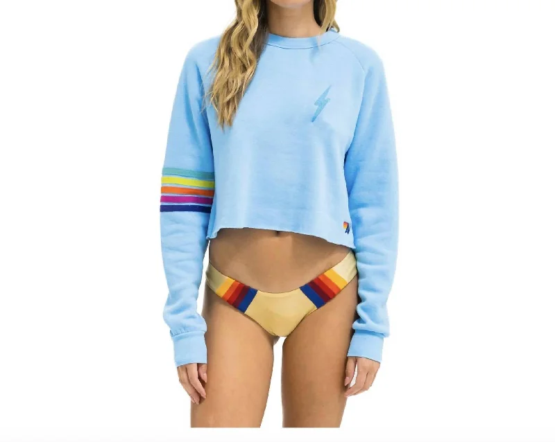 Bolt Rugby Stitch Cropped Crew Sweatshirt In Sky Rainbow