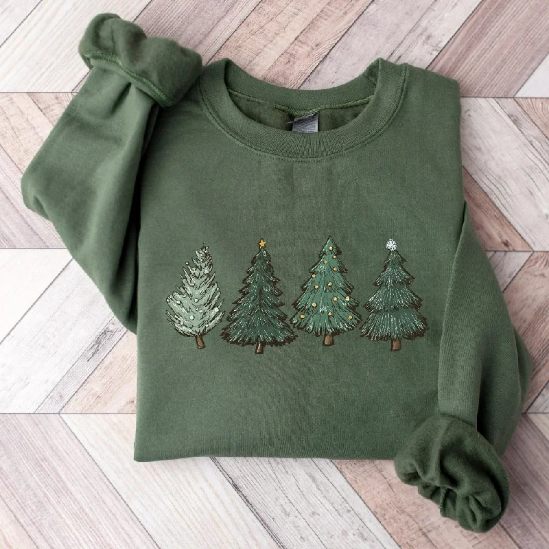 Christmas Tree Sweatshirt, Womens Christmas Sweater, Christmas Crewneck Pullover, Winter Sweatshirts for Her