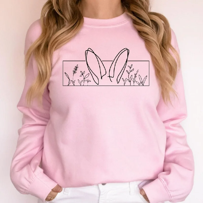 Bunny Ears Easter Sweatshirt, Cute Easter Crewneck, Easter Gift for Her, Spring Sweatshirt