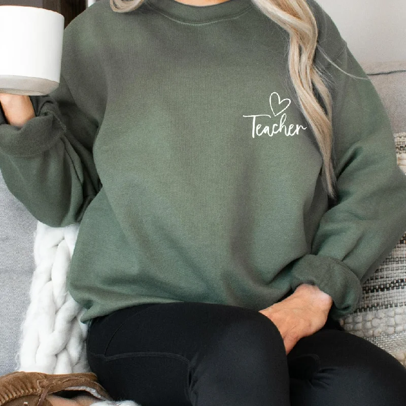 Teacher Heart Sweatshirt, Teacher Appreciation Gift, Back to School Crewneck, Teacher Gift