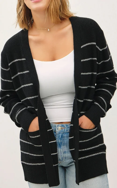 Classic Striped Open Front Cardigan - Final Sale