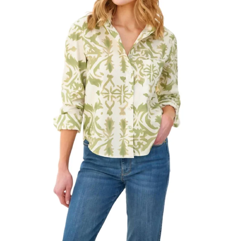 Tile Print Crop Andie Shirt In Sage