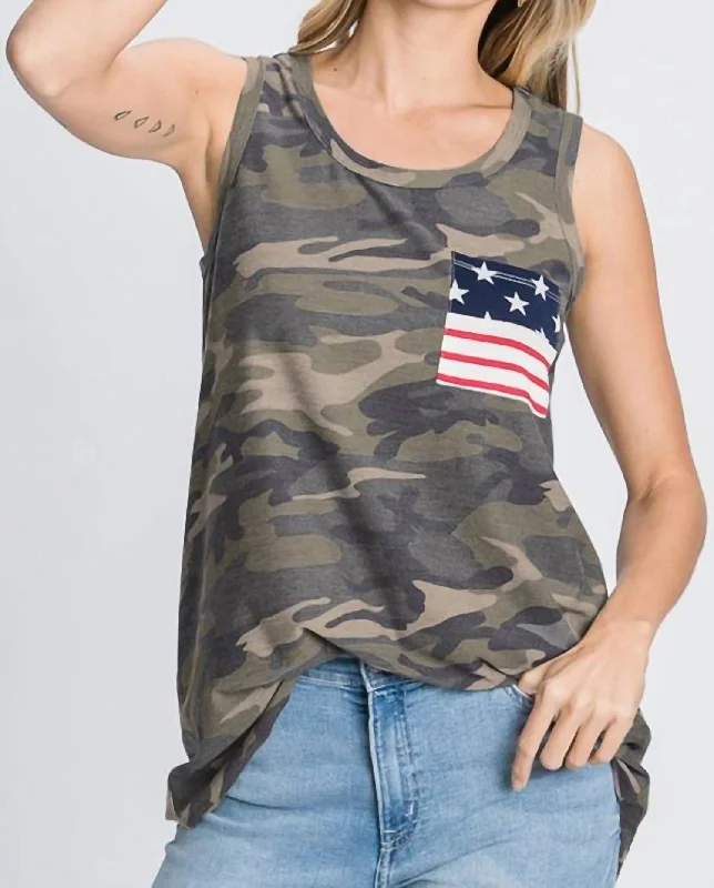 Flag Pocket Tank In Camouflage