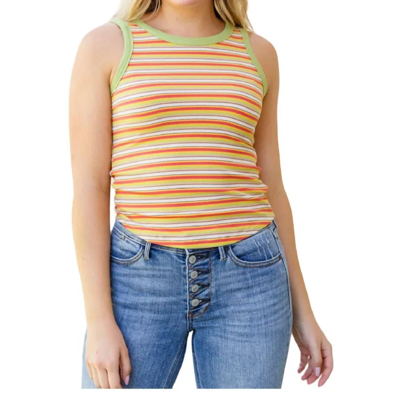 Now And Forever Striped Tank Top In Orange Multi