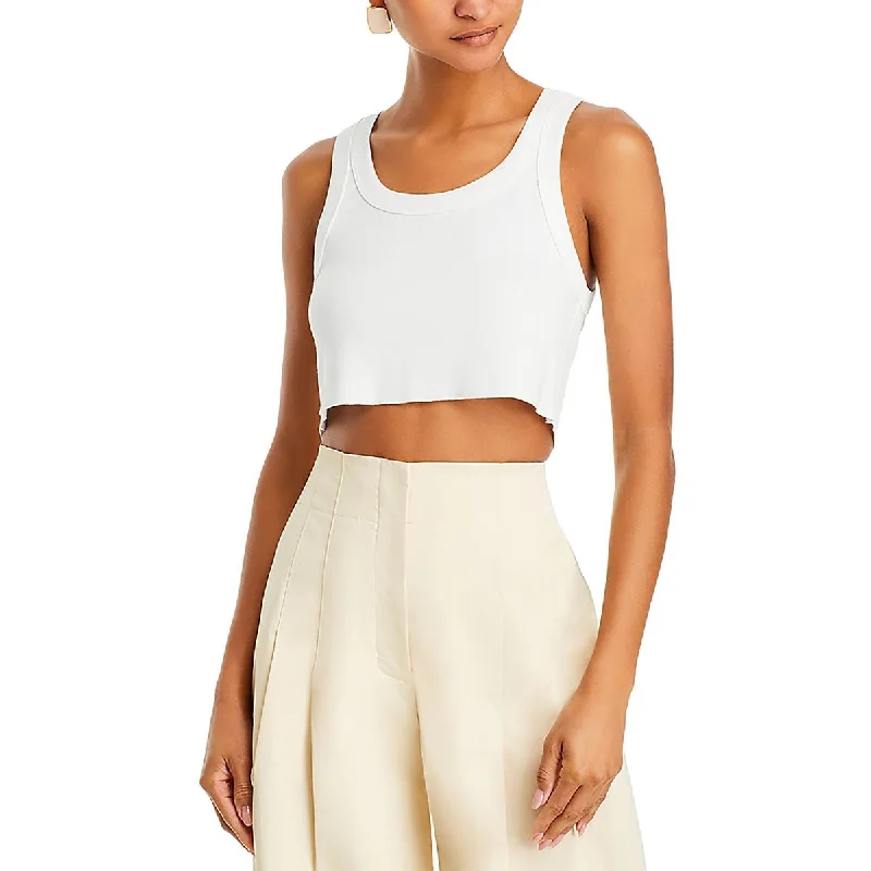 Womens Cotton Solid Cropped