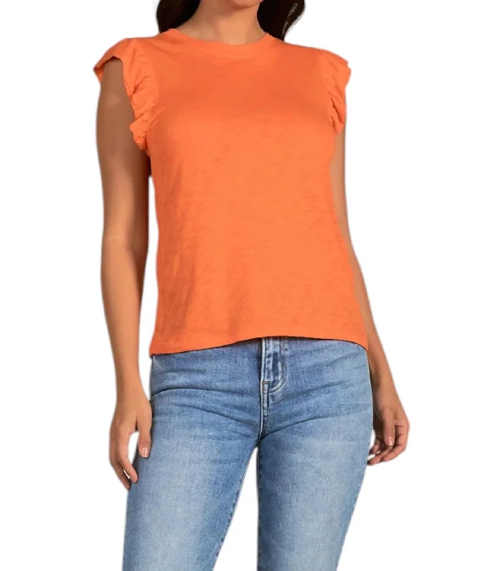 Ruffle Tank Top In Orange