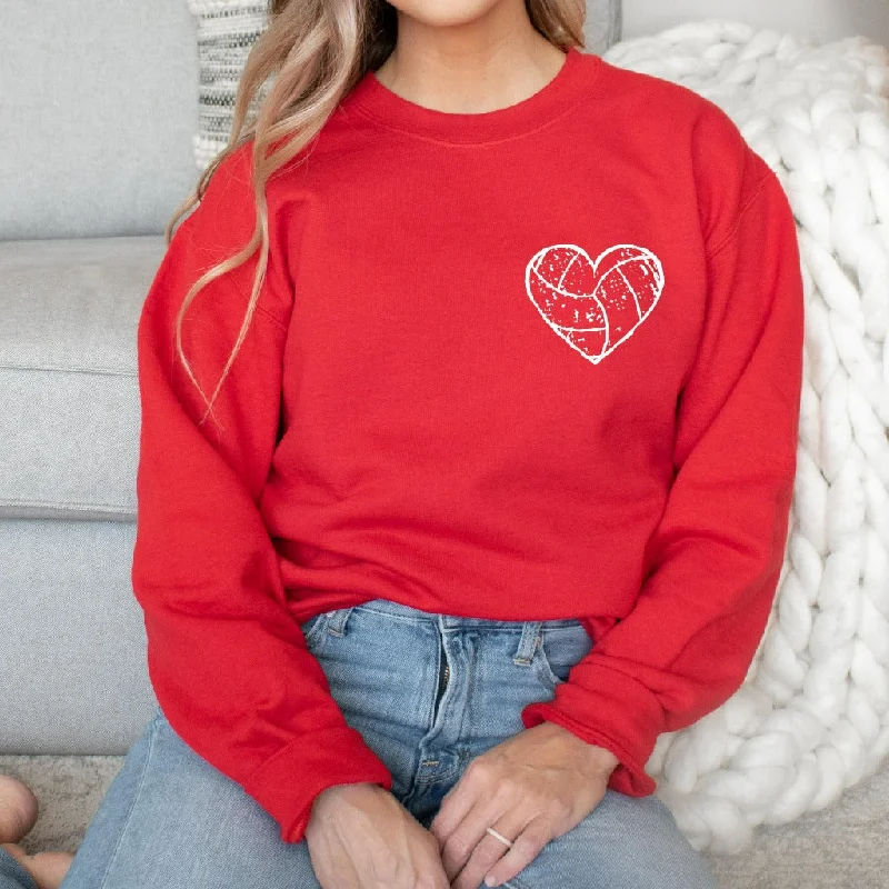 Volleyball Distressed Heart Crewneck Sweatshirt, Volleyball Mom Shirt, Gift for Volleyball Player