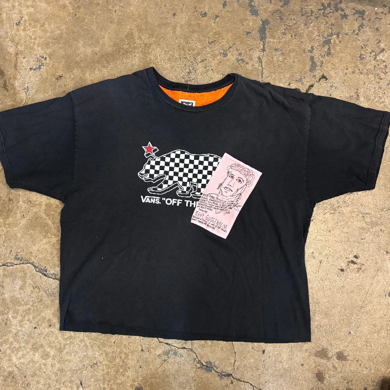 CROP VANS TEE W/ PEGGY POCKET AND ORANGE NECK LINING