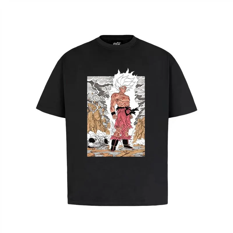 “Goku battle scene print” T-shirt