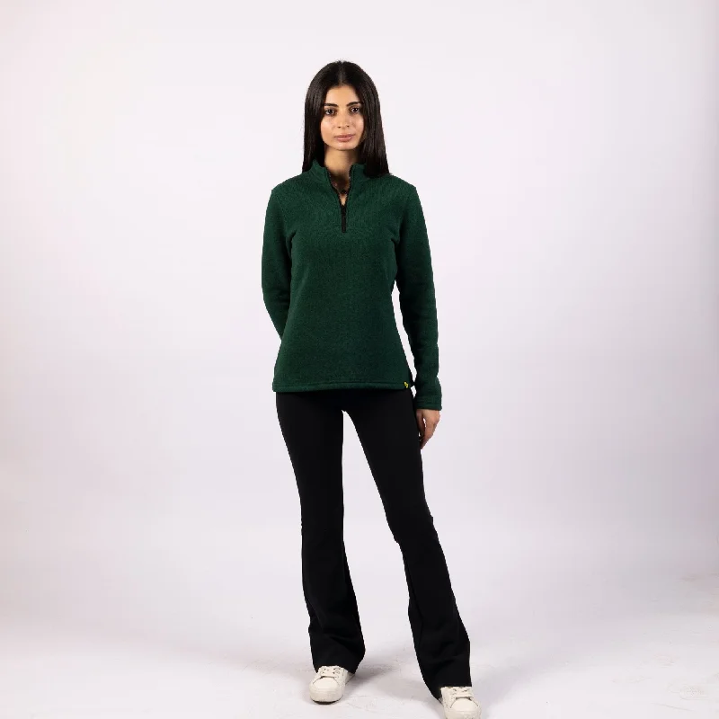 Dark jungle green | Women Quarter Zip Sweater