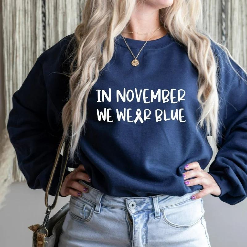 In November We Wear Blue Crewneck Sweatshirt, Diabetes Awareness, Diabetes Crewneck, Diabetic Gift