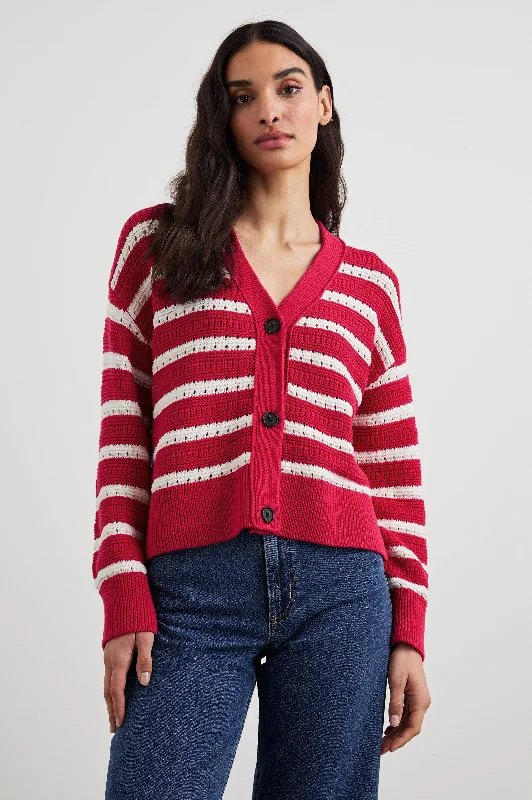 GENEVA CARDIGAN - PINK STRIPE