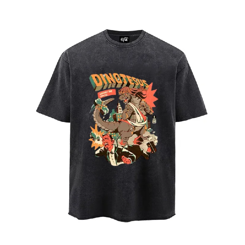 “Cartoon dinosaur prehistoric monster destroys and invades the city trend” T-shirt