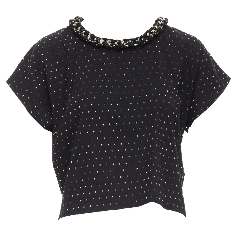 Balmain crystal rhinestone chain embellished crop tshirt