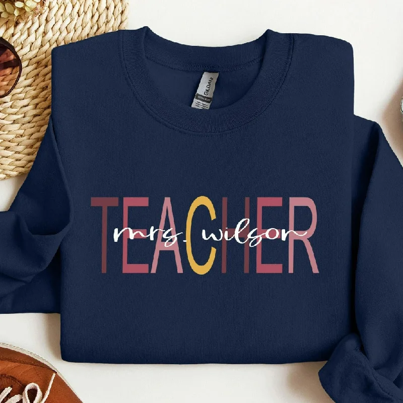 Custom Teacher Last Name Sweatshirt, Teacher Mrs Crewneck, Back to School Sweater, Teacher Appreciation Gift