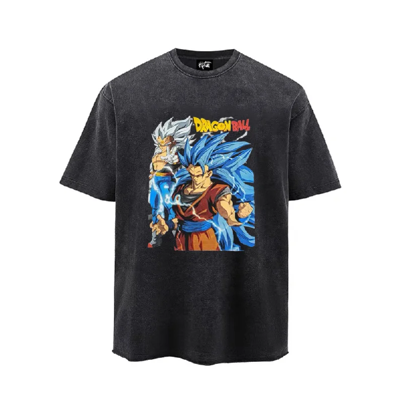 “Japanese anime trend blue hair goku print” T-shirt