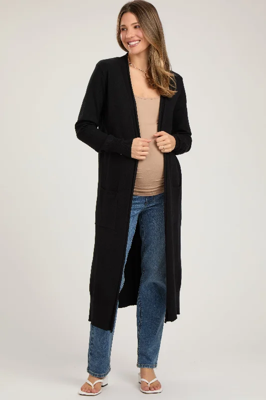 Black Long Maternity Cardigan