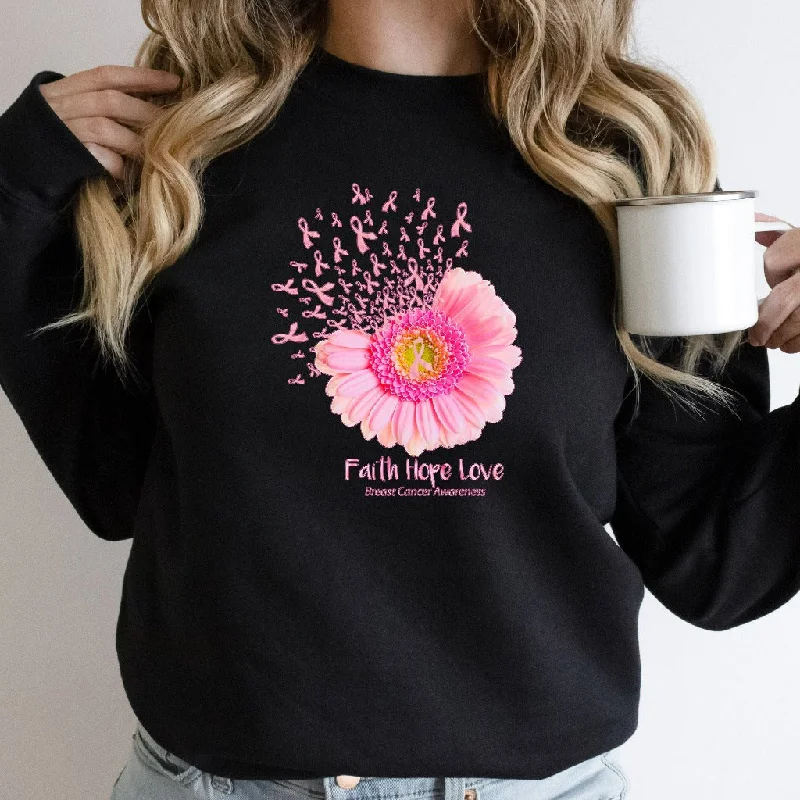 Breast Cancer Awareness Sweatshirt, In October We Wear Pink Crewneck, Faith Hope Love Sweater