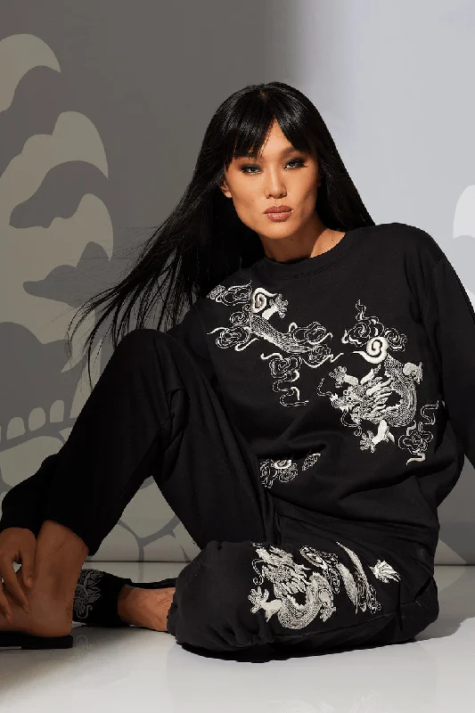 Dragon French Terry Embroidered Unisex Sweater