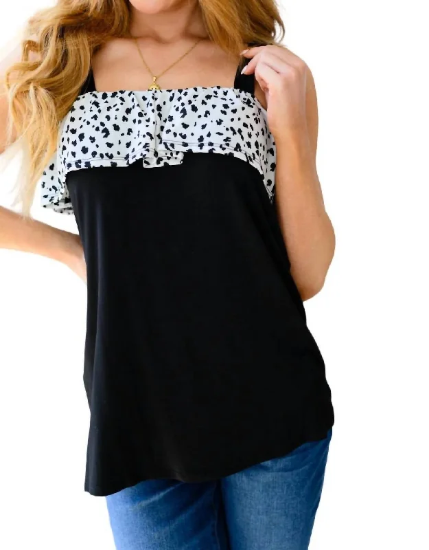 Julie Flounce Detail Tank In Dalmatian Print