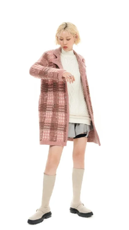 Jacquard Checkers Tailored Cardigan