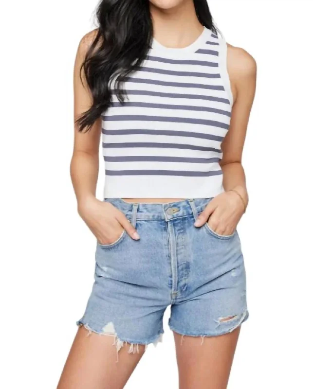 Cora Knit Tank Top In Blue Stripe