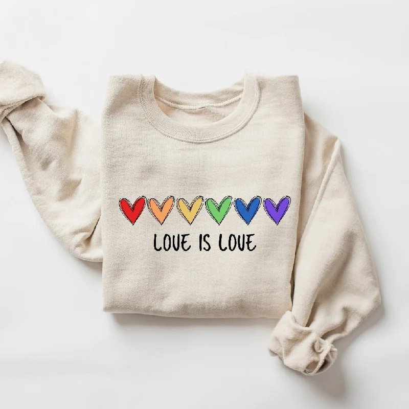 Rainbow Love is Love Sweatshirt, Colorful LGBTQ Ally Apparel, Pride Events Crewneck, Thoughtful Coming Out Gift