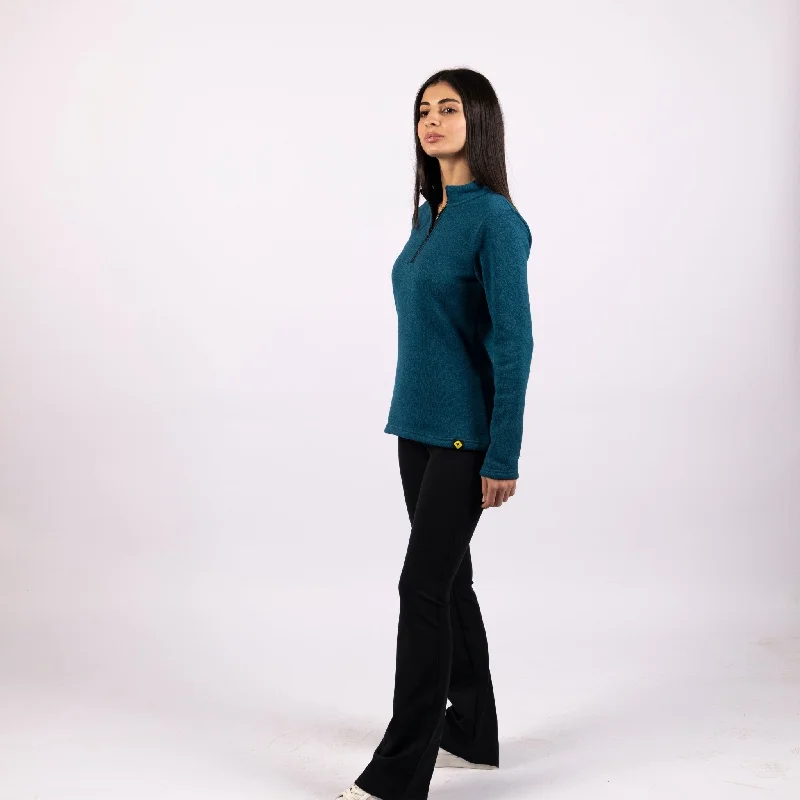 60 Blue Sapphire | Women Quarter Zip Sweater