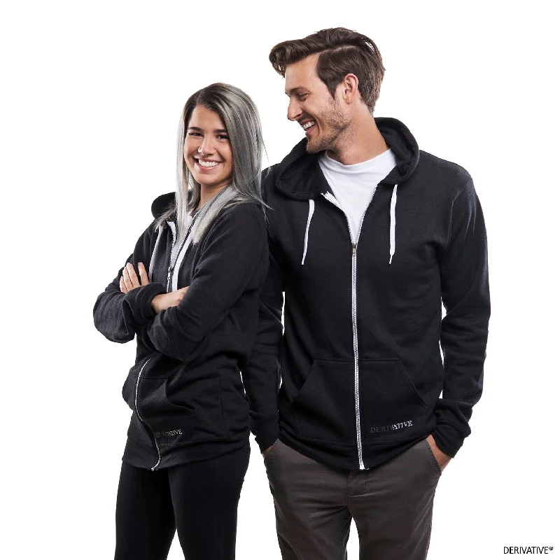 Organic Cotton & Recycled Polyester Zip Up Hoodie - Black