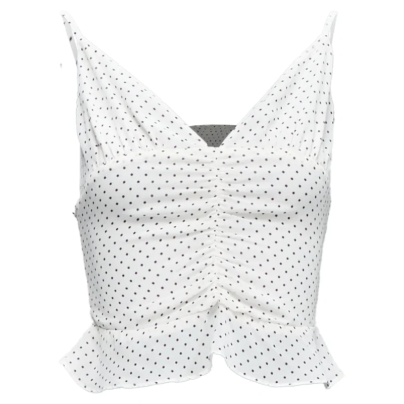 Reformation Hall polka dot v neck retro ruched tank top