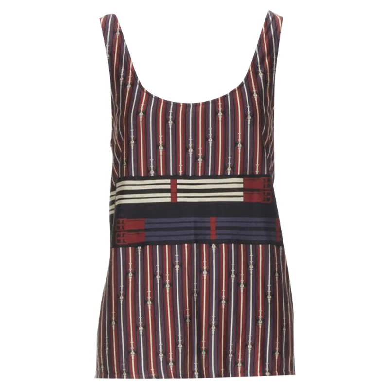 Hermes buckle print scoop neck casual tank top