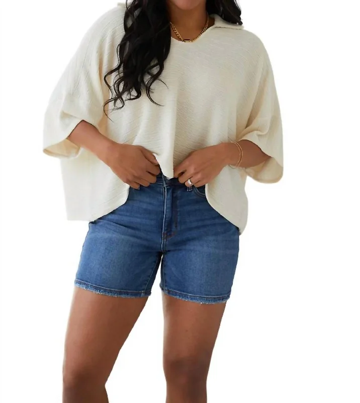 Brianna Boxy Crop Top In Cream