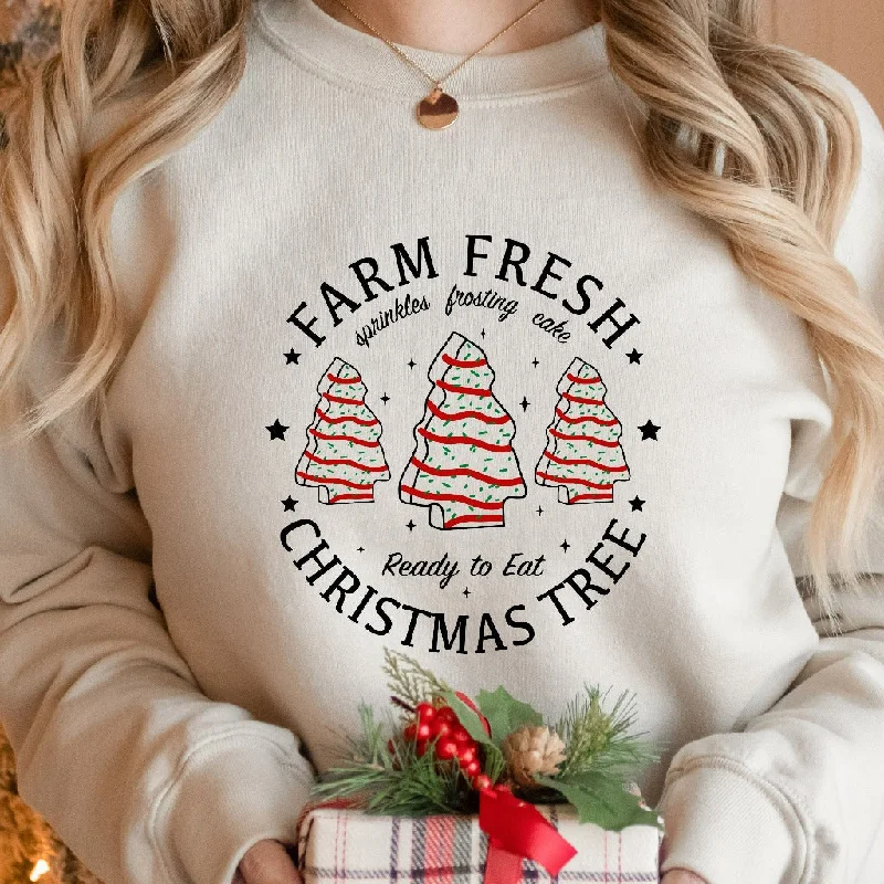 Farm Fresh Christmas Tree Cakes Sweatshirt, Christmas Cake Crewneck, Christmas Tree Farm Sweater