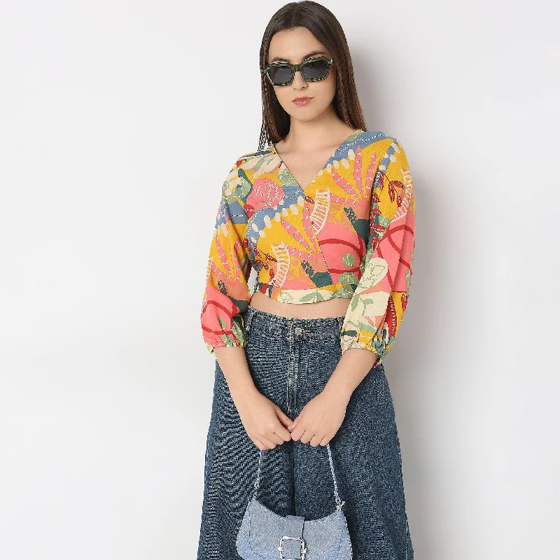 Boxy Fit Printed Crop Top