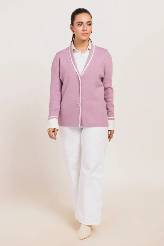 PLUM-SHAWL COLLAR FULL SLEEVES CARDIGAN SWEATER (24X-057-66)