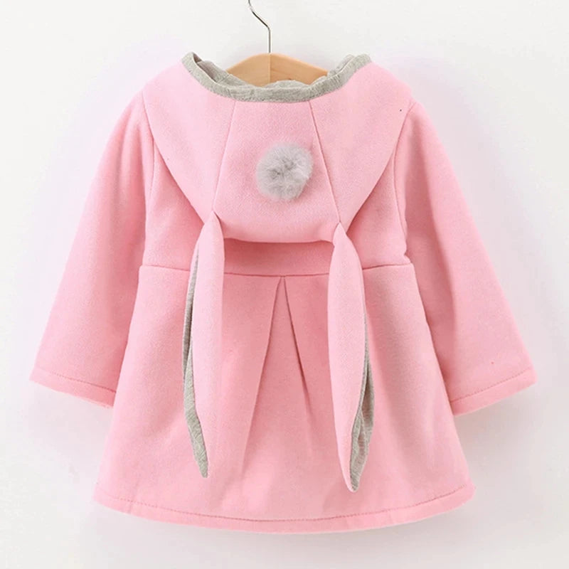 Spring Girls Jacket Rabbit Ears Coat Christmas Children Clothes Outerwear Autumn Kids Warm Cotton Dress Jacket Infant Girl Coat