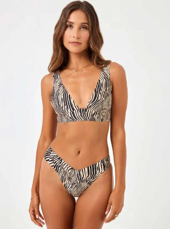 L*Space Women's Harley Long Line Bikini Top - Hypnotica Animal Print