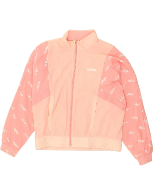 ADIDAS Womens Graphic Bomber Jacket UK 8/10 Small Pink Nylon