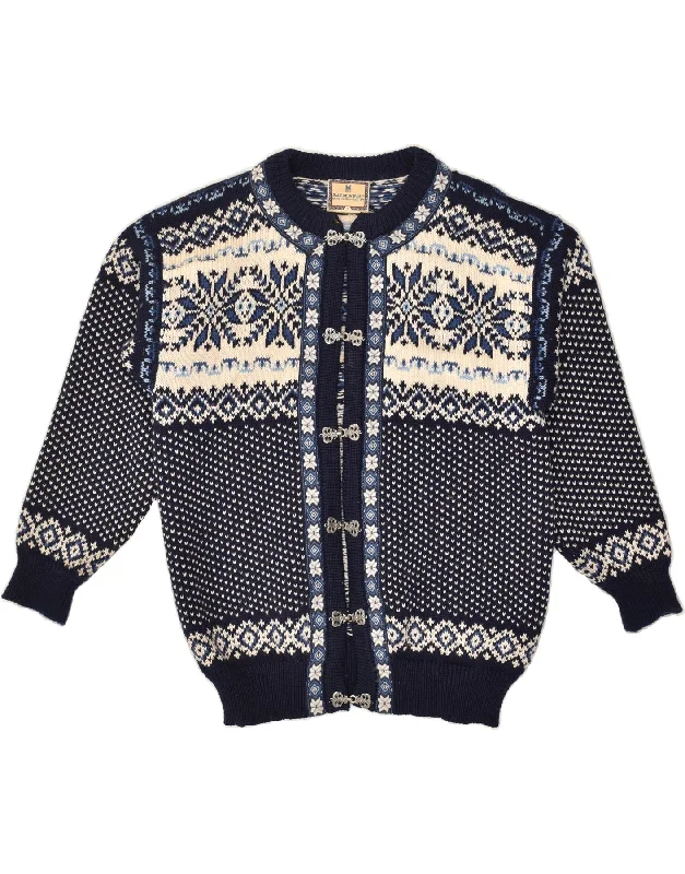 DALE OF NORWAY Womens Knit Bomber Jacket UK 16 Large Navy Blue Fair Isle