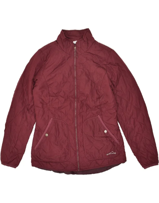 EDDIE BAUER Womens Quilted Jacket UK 12 Medium Maroon